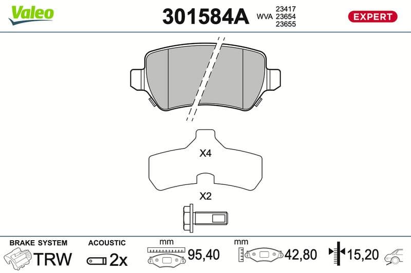 set placute frana,frana disc VALEO 301584A