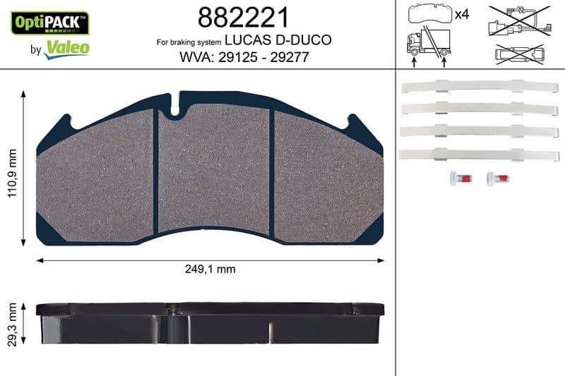 set placute frana,frana disc VALEO OPTIPACK 882221