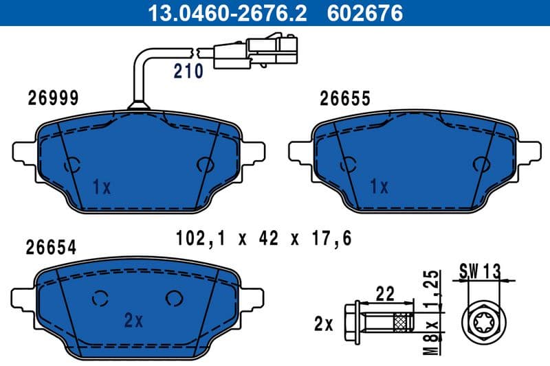set placute frana,frana disc ATE 13.0460-2676.2