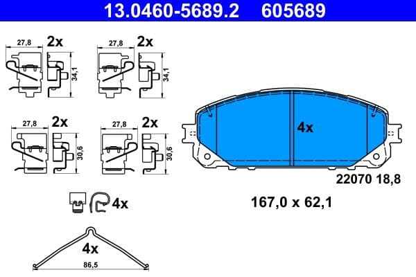 set placute frana,frana disc ATE 13.0460-5689.2