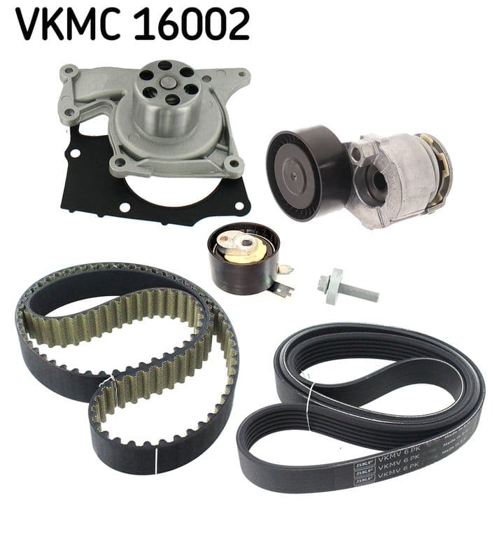 Pompă de apă + set curea dințată/trapezoidală SKF MASTERKIT VKMC 16002