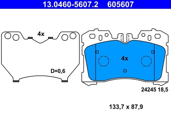 set placute frana,frana disc ATE 13.0460-5607.2