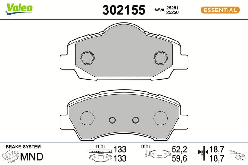 set placute frana,frana disc VALEO ESSENTIAL 302155