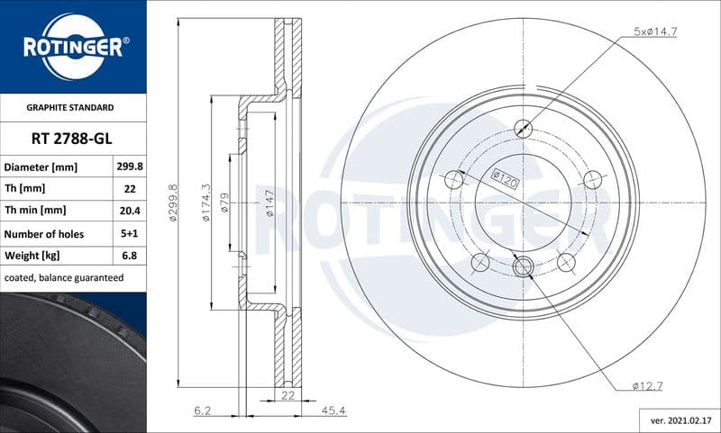 Disc frana ROTINGER GRAPHITE LINE RT 2788-GL