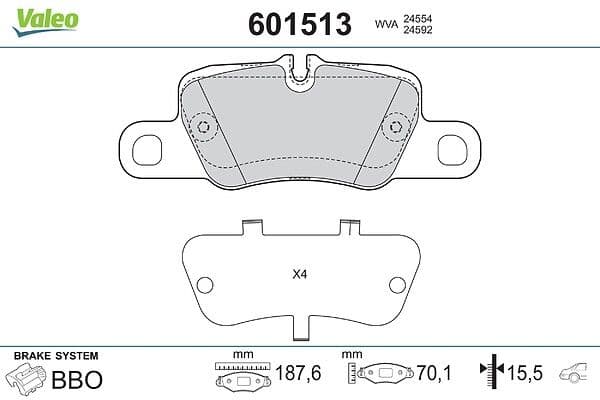 set placute frana,frana disc VALEO 601513
