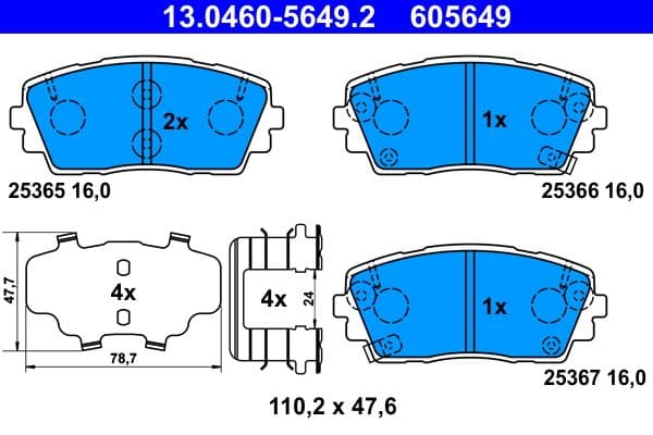 set placute frana,frana disc ATE 13.0460-5649.2