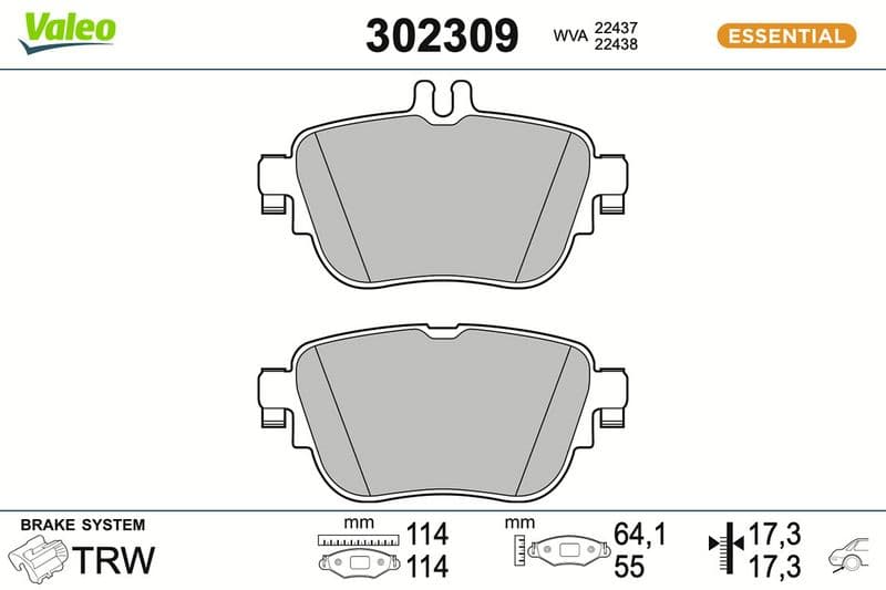 set placute frana,frana disc VALEO ESSENTIAL 302309