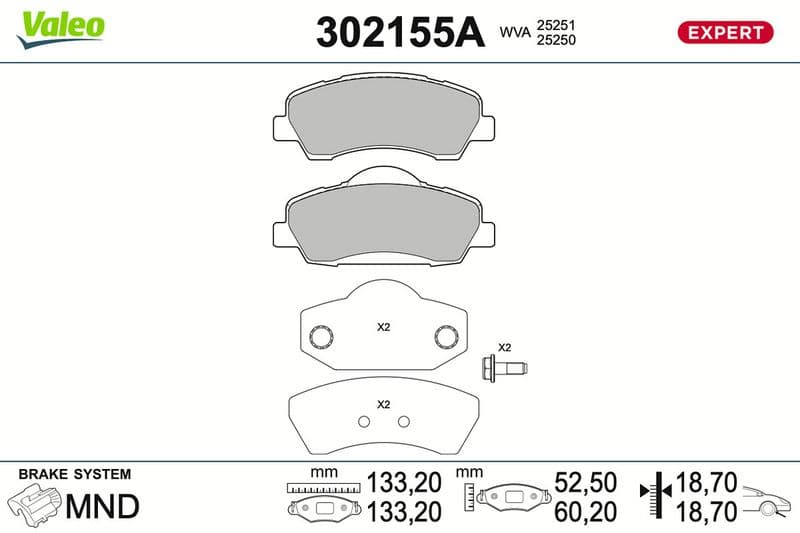 set placute frana,frana disc VALEO 302155A
