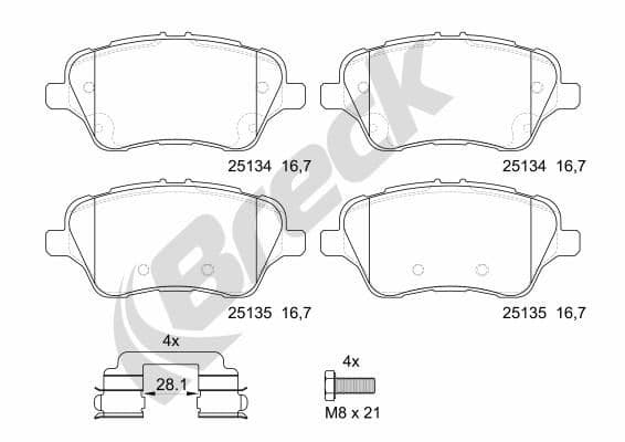 set placute frana,frana disc BRECK 25134 00 701 00