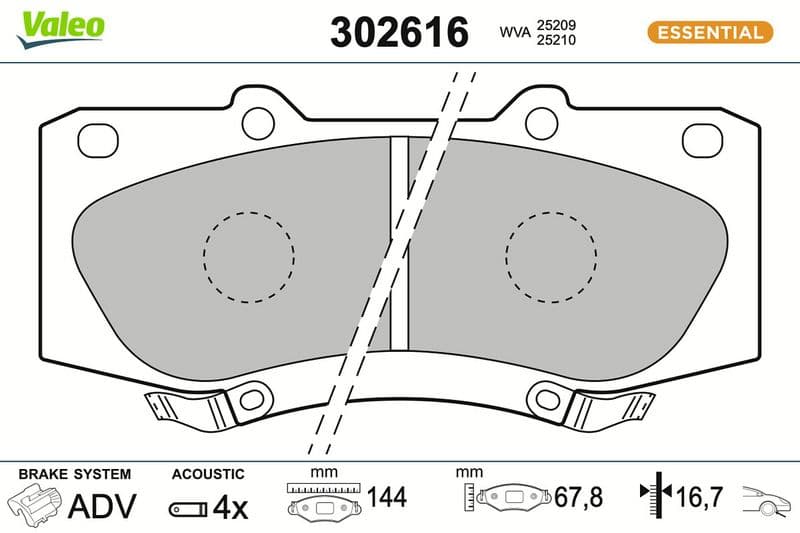 set placute frana,frana disc VALEO ESSENTIAL 302616
