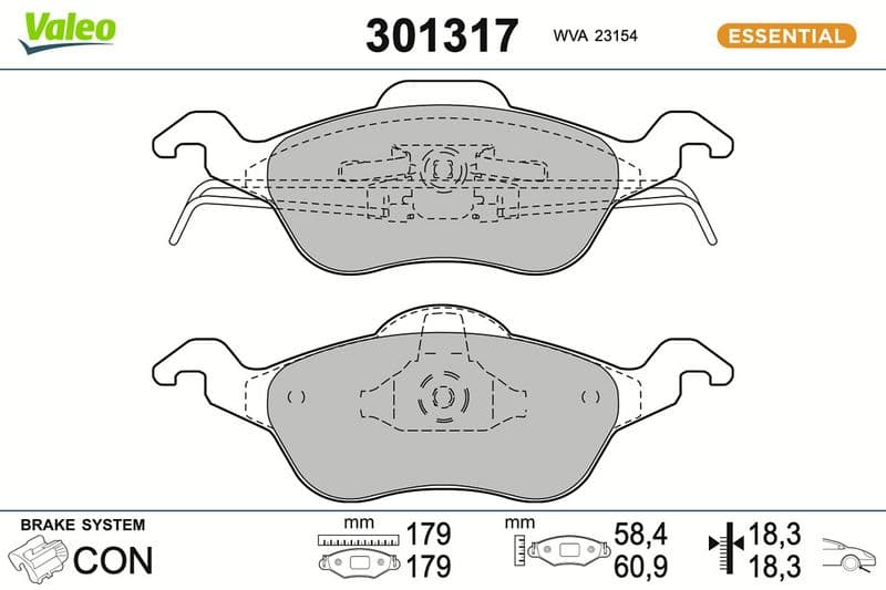set placute frana,frana disc VALEO ESSENTIAL 301317