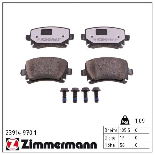 set placute frana,frana disc ZIMMERMANN rd:z 23914.970.1