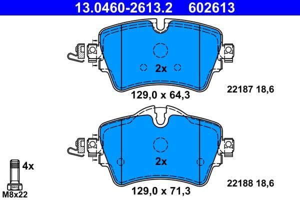 set placute frana,frana disc ATE 13.0460-2613.2