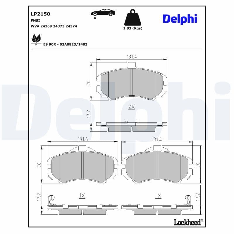 set placute frana,frana disc DELPHI LP2150