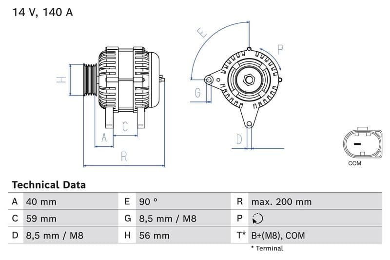 Generator / Alternator BOSCH 0 986 085 040