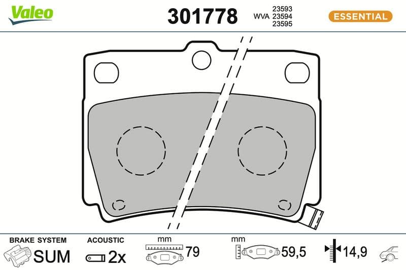 set placute frana,frana disc VALEO ESSENTIAL 301778