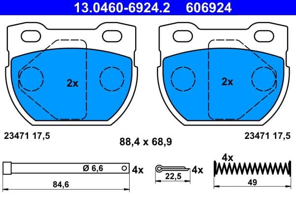 set placute frana,frana disc ATE 13.0460-6924.2