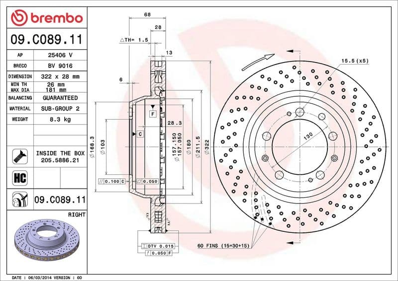 Disc frana BREMBO 09.C089.11