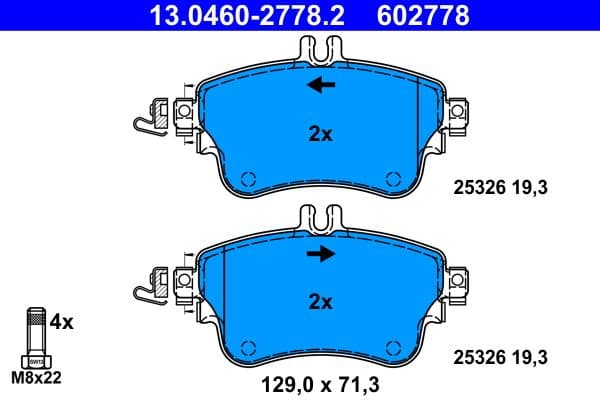 set placute frana,frana disc ATE 13.0460-2778.2