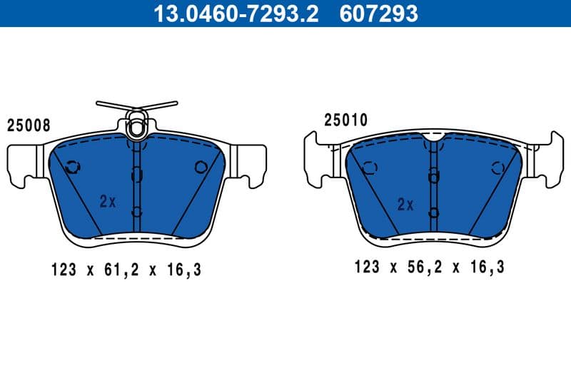 set placute frana,frana disc ATE 13.0460-7293.2