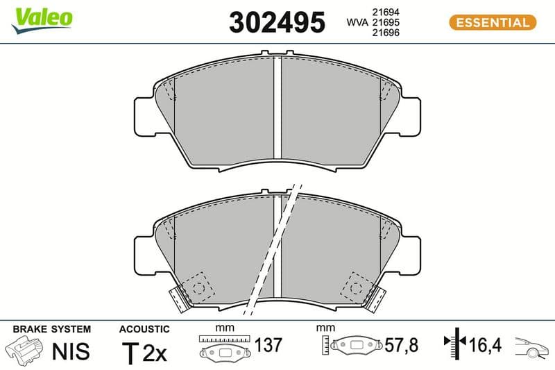 set placute frana,frana disc VALEO ESSENTIAL 302495