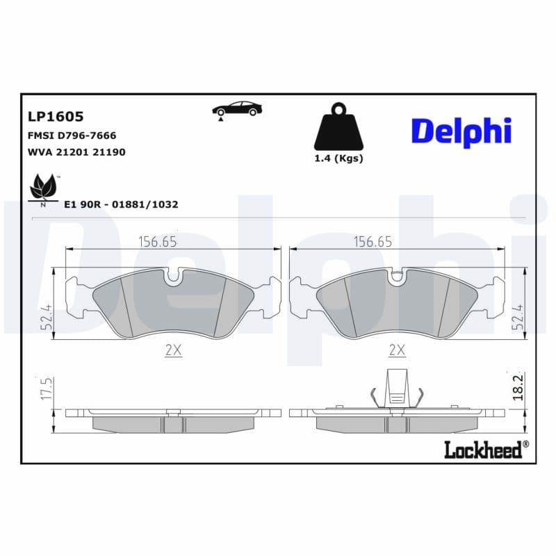 set placute frana,frana disc DELPHI LP1605