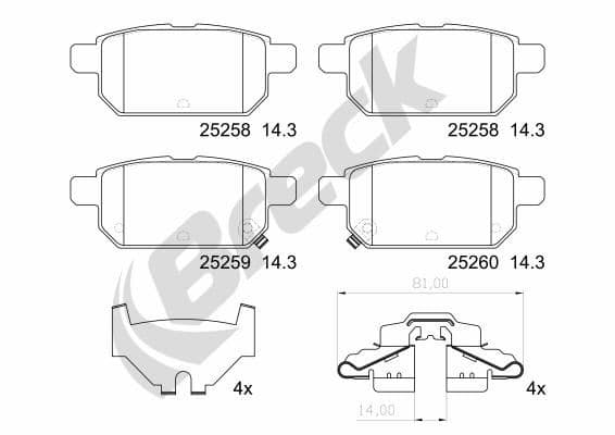 set placute frana,frana disc BRECK 25258 00 704 00
