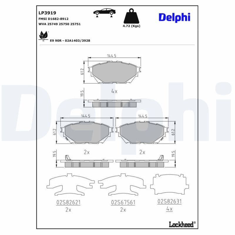 set placute de frana,frana de parcare cu disc DELPHI LP3919