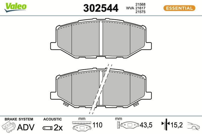 set placute frana,frana disc VALEO 302544
