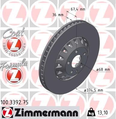 Disc frana ZIMMERMANN FORMULA Z 100.3392.75