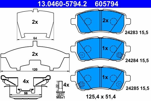 set placute frana,frana disc ATE 13.0460-5794.2