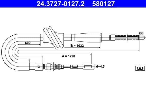 Cablu, frana de parcare ATE 24.3727-0127.2
