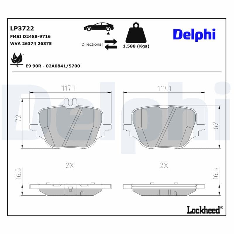 set placute frana,frana disc DELPHI LP3722