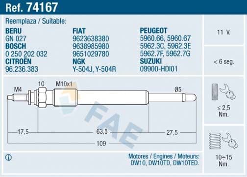 Bujie incandescenta FAE 74167