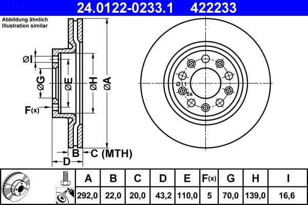 Disc frana ATE 24.0122-0233.1