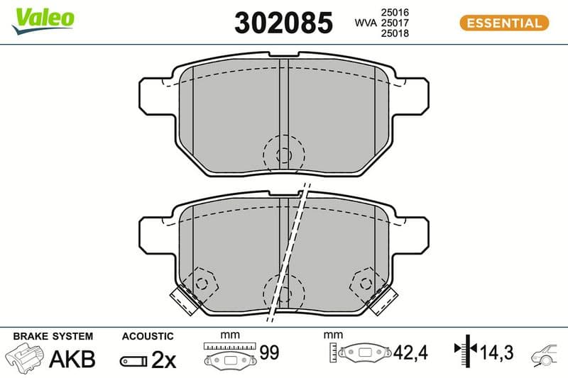 set placute frana,frana disc VALEO ESSENTIAL 302085