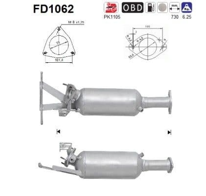 Filtru funingine/particule, sist.de esapament AS-PL FD1062