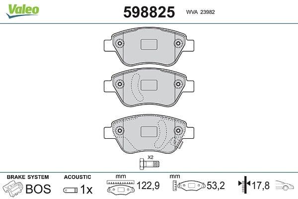 set placute frana,frana disc VALEO 598825