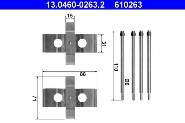 Set accesorii, placute frana ATE 13.0460-0263.2