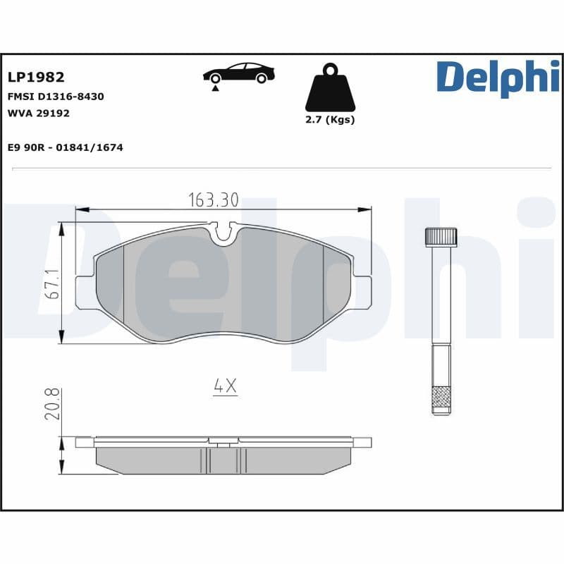 set placute frana,frana disc DELPHI LP1982