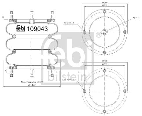 Burduf, suspensie pneumatica FEBI BILSTEIN 109043