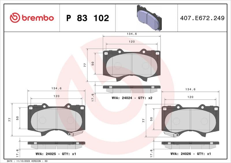 set placute frana,frana disc BREMBO PRIME LINE P 83 102