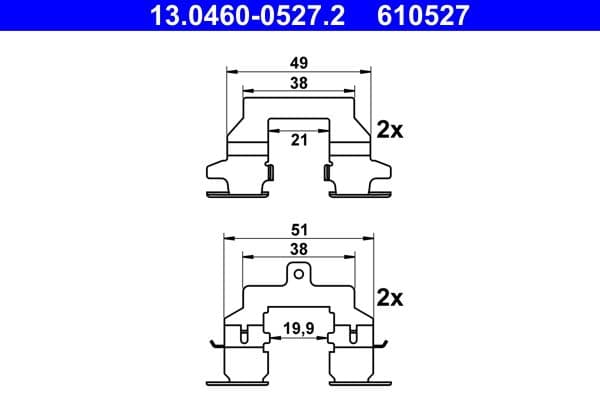 Set accesorii, placute frana ATE 13.0460-0527.2