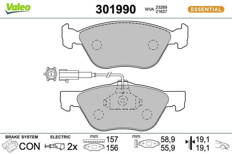 set placute frana,frana disc VALEO ESSENTIAL 301990