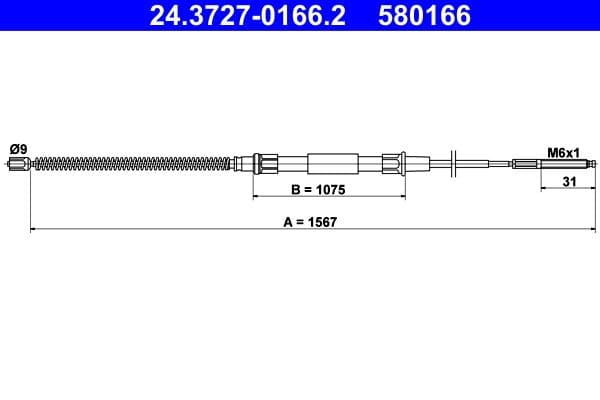 Cablu, frana de parcare ATE 24.3727-0166.2