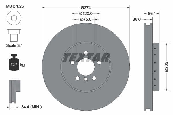 Disc frana TEXTAR PRO+ 92266025