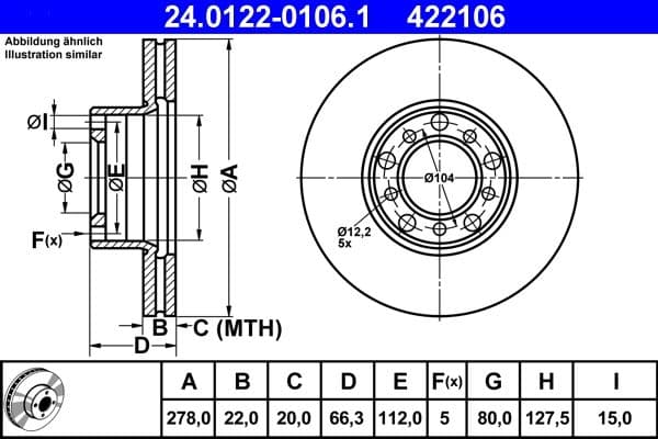 Disc frana ATE 24.0122-0106.1