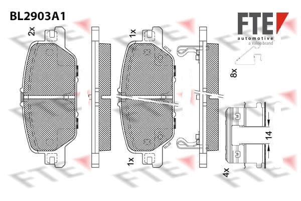 set placute frana,frana disc FTE 9011145