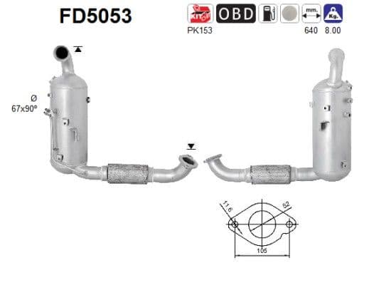 Filtru funingine/particule, sist.de esapament AS-PL FD5053