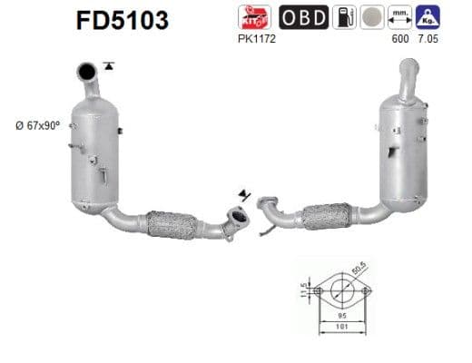 Filtru funingine/particule, sist.de esapament AS-PL FD5103